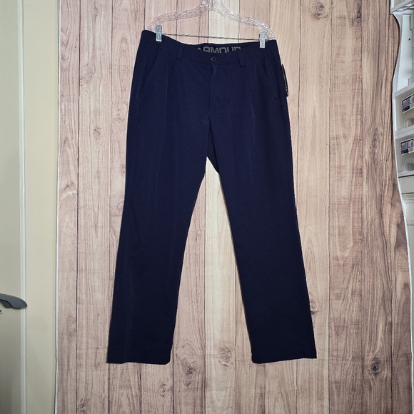 Under Amour Heat Gear Loose Fit Mens Navy Blue Straight  Pants Size 38 NWT - Picture 5 of 8